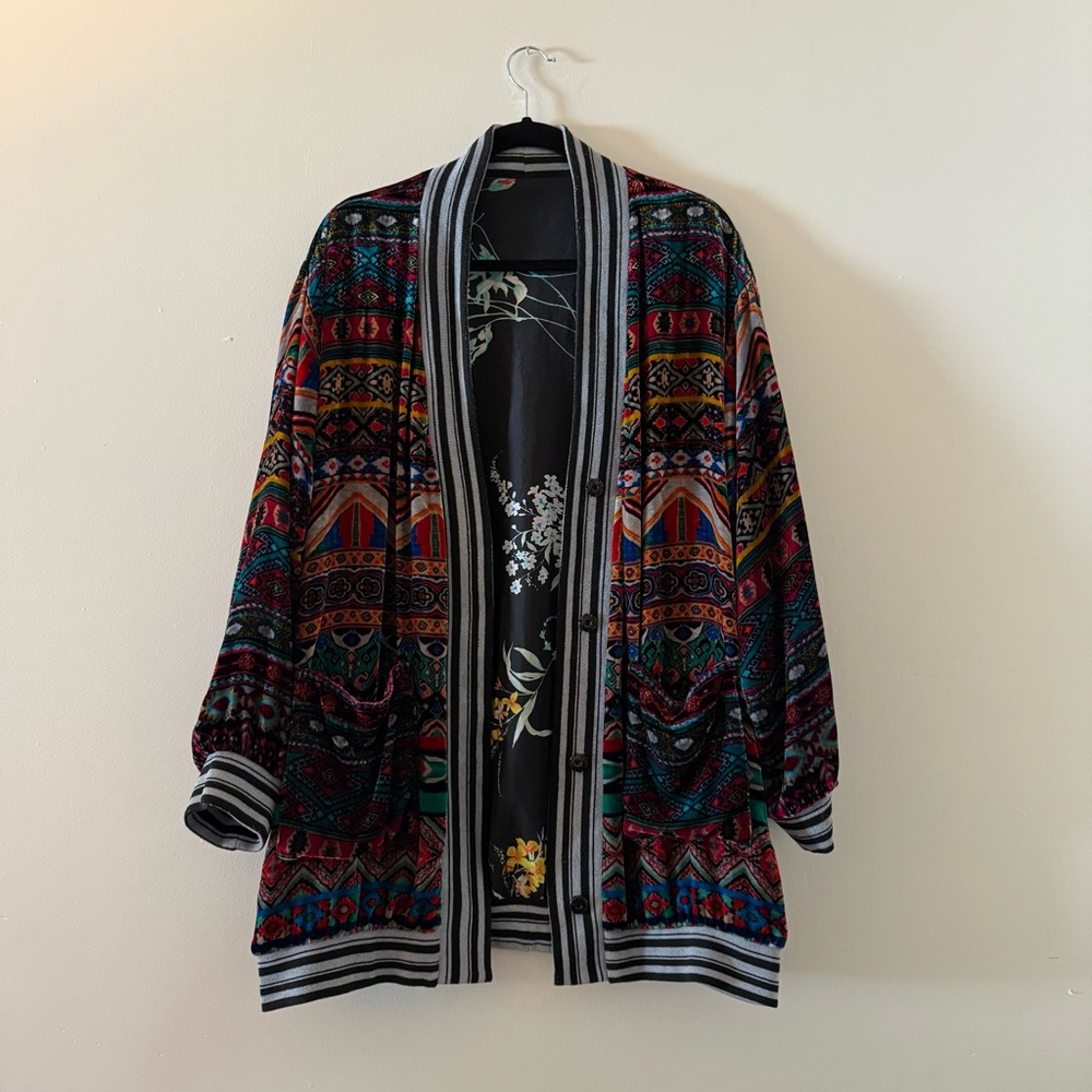 Johnny Was Reversible Printed Cardigan